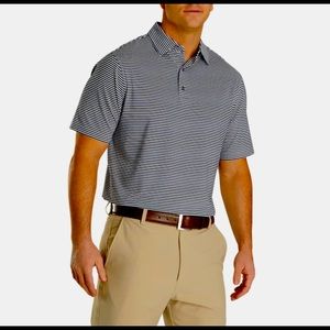 NWOT FootJoy Mens Golf Navy/White Lisle Stripe Polo Sz M